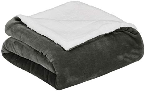 AmazonBasics Micromink Sherpa Blanket - King, Charcoal