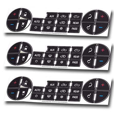 AC Dash Button Replacement Decal Stickers (Pack of 3) for Select GM Vehicles - AC Control & Radio Button Sticker Repair Kit - Fix Ruined Faded A/C Controls
