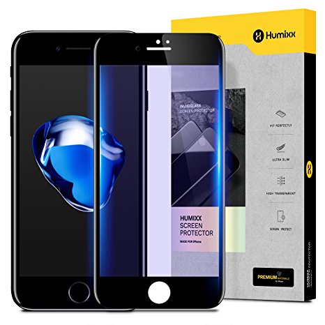 iPhone 7 Plus Screen Protector, Humixx 3D Curved Full Coverage Explosion Proof 9H Tempered Glass Screen Protector, Anti Fingerprint and Anti Scratch HD Protector Film for Apple iPhone 7 Plus-Black