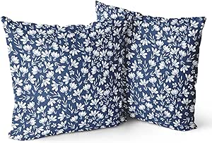 Spring Flower Pillow Covers 20x20 Set of 2 Rustic Cute Small Floral Navy Blue Cream Decorative Throw Pillows Outdoor Pillowcase Farmhouse Velvet Cushion Case Decor for Home Sofa Couch Bed