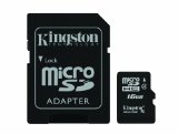 Kingston Digital 16 GB Class 4 microSDHC Flash Card with SD Adapter SDC416GBET
