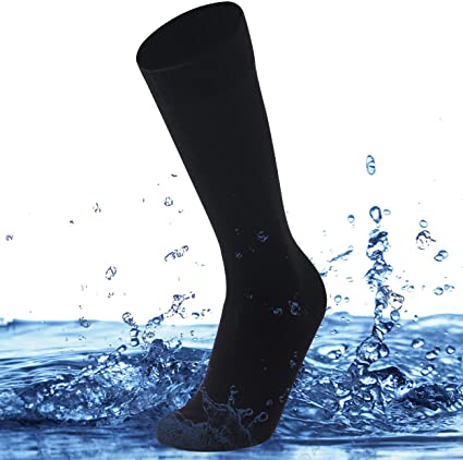 SuMade 100% Waterproof Socks, Summer Breathable Knee High Cushioned Wicking Cycling Hiking Camping Fishing Socks 1 Pair