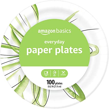 Amazon Basics-Everyday Paper Plates, 8.5" 100 Count