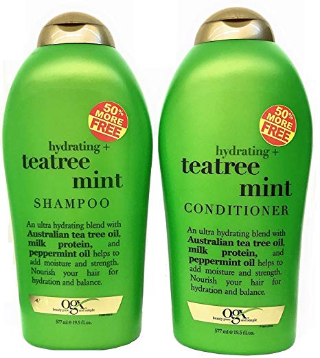 Organix (OGX) Tea Tree Mint Hydrating Shampoo   Conditioner, 19.5 oz Large DUO