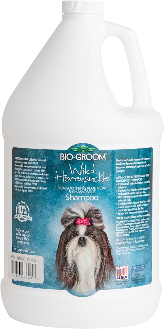 Bio-Groom Wild Honeysuckle Dog Shampoo – Natural Scent Pet Shampoo, Aloe Vera, Chamomile, Cat & Dog Bathing Supplies, Puppy Wash, Cruelty-Free, Made in USA, Quick Rinse Cat Shampoo – 1 Gallon