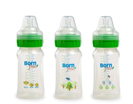 Born Free BPA-Free Decorated Bottle, 9 oz., 3 Pack