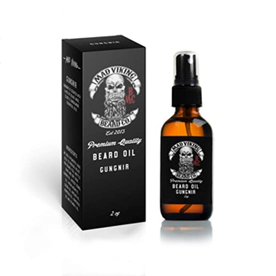 Mad Viking Beard Co. 2 Ounce Premium Gungnir Beard Oil for All Lengths, All Natural, Moisturizes Skin and Reduces Beard Itch, Helps Relieve Acne, Thicker Fuller Looking Beard, Made in the USA