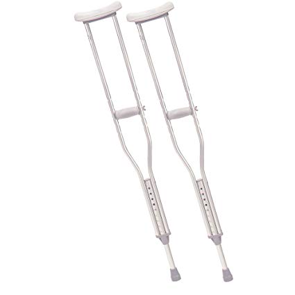 Drive Medical Aluminum Crutch with Comfortable Underarm Pad and Handgrip, Gray, Tall Adult