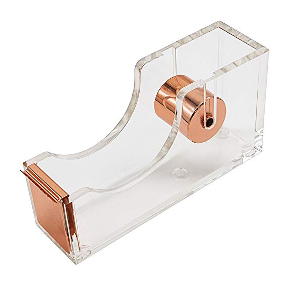 Acrylic Rose Gold Tape Dispenser Clear Modern Design to Brighten Up Your Desk and Office