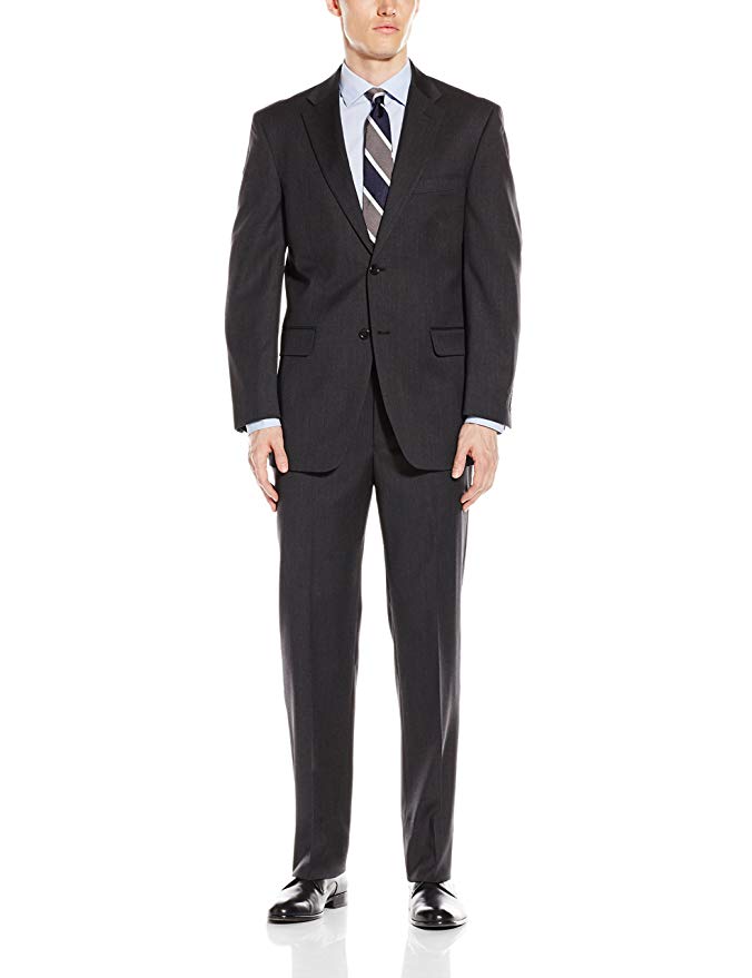 Jones New York Men's Classic Fit Charcoal Solid Suit