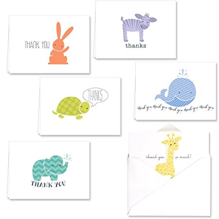 Canopy Street Adorable Animal Thank You Note Card Assortment Pack