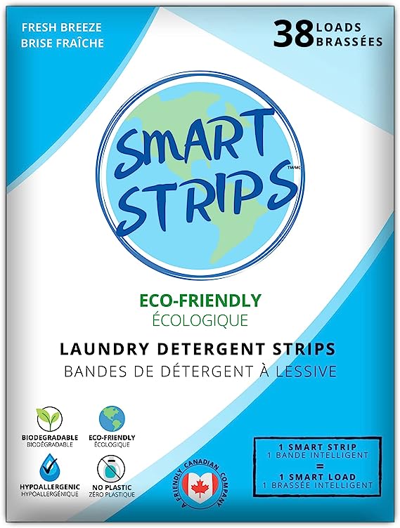 Smart Strips™ – Laundry Detergent Strips (38 Loads) - Hypoallergenic, Eco Friendly, Plastic-Free and Compostable Laundry Sheets. Ultra-Concentrated Strips for Sensitive Skin- The Smart New Way To Do Laundry - (Fresh Breeze)