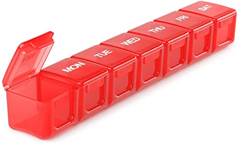 TookMag Extra Large Pill Organizer 7 Day, XL Daily Pill Cases Weekly Pill Box, Oversize Daily Medicine Organizer for Pills / Vitamin / Fish Oil / Supplements (Red)