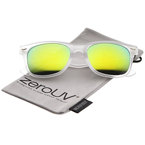 zeroUV - Matte Frosted Frame Reflective Colored Mirror Lens Horn Rimmed Sunglasses 54mm