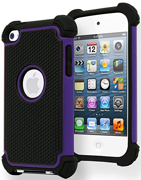 Bastex Hybrid Armor Case for Apple iPod Touch 4, 4th Generation - Purple & Black