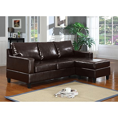 ACME 15915A Vogue Reversible Chaise Sectional Sofa with Espresso Bonded Leather