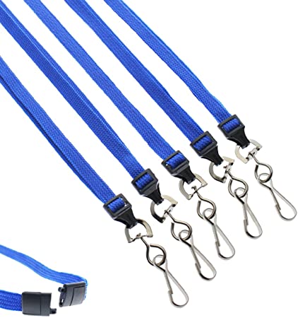 Bulk 100 Pack - Premium Breakaway Lanyards for ID Badges - Metal Swivel J Hook - 3/8” Wide - 36 Inch Length - Flat Woven by Specialist ID (Royal Blue)