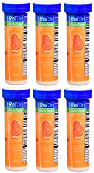 ReliOn Orange Flavor Glucose Tablets - 6 Pack of 10 Tablets Tube