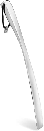 Umbra Shoehorn Premium Silver Long-Handled Metal 18 Inch Horn Stick for Men, Women, Kids, Boots Stainless Steel Heavy-Duty Shoes Remover, Aluminum