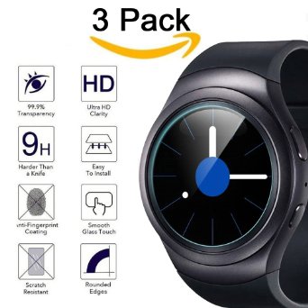 Gear S2 Screen Protector, 3-Packs Kimilar Lifetime Warranty Tempered Glass [9H Hardness] Screen Protector for Samsung Gear S2 / Gear S2 Classic, Ultra High Definition Invisible and Anti-Bubble Shield