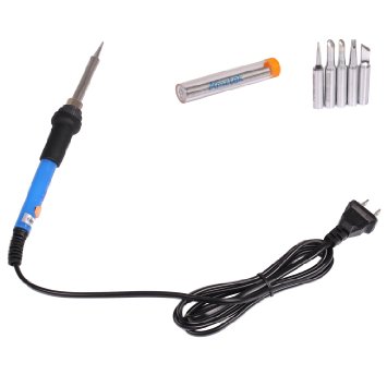 Amztek 60W 110V Adjustable Temperature Welding Soldering Iron with 5 Piece Welding Tips and Additional Soler Tube for Various Electronical Repair Usage