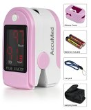 AccuMed CMS-50DL Pulse Oximeter Finger Pulse Blood Oxygen SpO2 Monitor w Carrying case Landyard Silicon Case and Battery