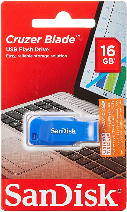 SanDisk SDCZ50C-016G-B35BE 16 GB Cruzer Blade USB Flash Drive - Electric Blue