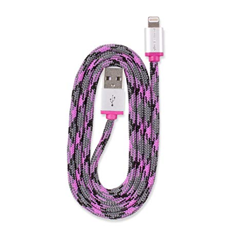 360 Electrical 360400 QuickCharge Lightning to USB Braided Charging Cable, 3'/0.9m, Pink