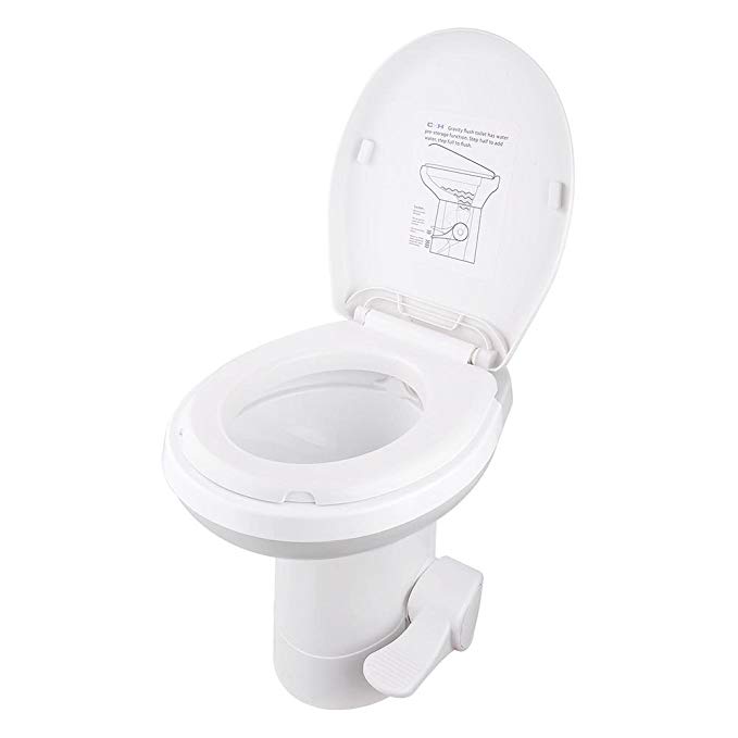 AW Gravity Flush Toilet RV Toilet Foot Pedal Flush HDPE 20" High Profile Motorhome Caravan Travel