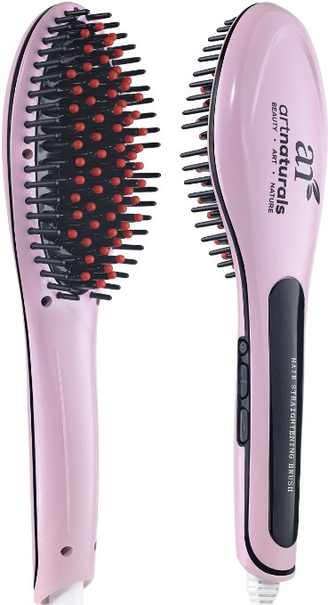 Art Naturals Ceramic Brush Hair Straightener, Anti Scald Anti-Static- Silky Straight Hair