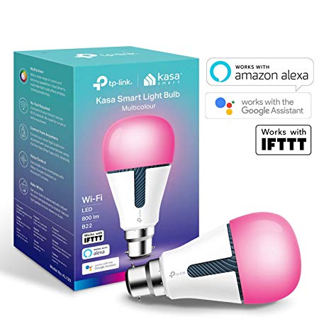 TP-Link Smart Bulb, WiFi Smart Switch, B22, 10W, Works with Amazon Alexa (Echo and Echo Dot), Google Home and IFTTT, Colour-Changeable, Dimmable, No Hub Required [Energy Class A ]