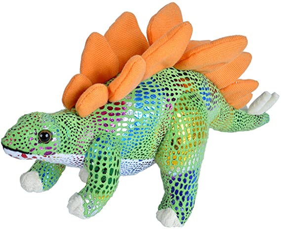 Wild Republic Stegosaurus Plush, Dinosaur Stuffed Animal, Plush Toy, Gifts for Kids, Glitter 14 Inches