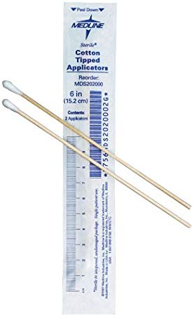 Medline Sterile 6" Cotton Tip Applicators, 100 Pack, 2 Applicatorsper Pack, 2.6 Lb