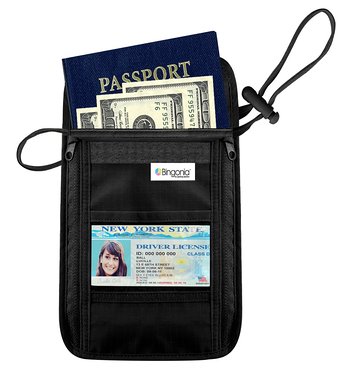 Travel Wallet Neck Pouch - RFID Passport Wallet - High Quality Hidden Travel Wallet - Neck Passport Holder - Durable Travel Passport Wallet -Lifetime Guarantee - By Bingonia