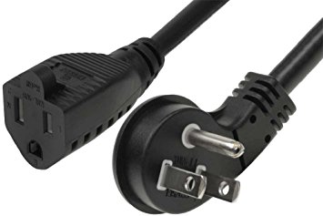 SF Cable, 2ft Ultra Low Profile Angle NEMA 5-15P to 5-15R with 24 inches 16/3 AWG SJT