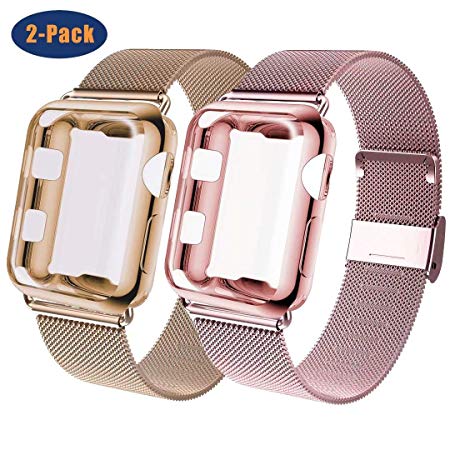 GBPOOT Compatible for Apple Watch Band 38mm 40mm 42mm 44mm with Screen Protector Case, Sports Wristband Strap Replacement Band with Protective Case for Iwatch Series 4/3/2/1