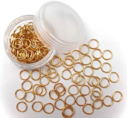 ALL in ONE 16 Gram/100pcs 8mm Gold Plated Open Jump Ring with 10 Gram Storage Box