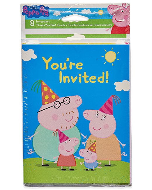 American Greetings Girls Peppa Pig Invite and Thank You Combo Pack(8 Count)