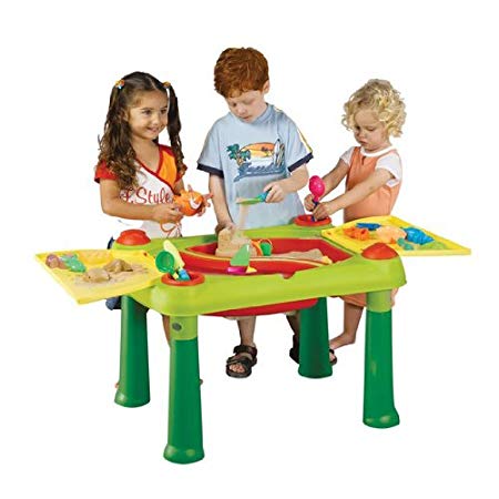 Keter 17184058 Indoor/Outdoor Children's Sand and Water Play Table, Green/Yellow/Red/Blue, 2-6 Years