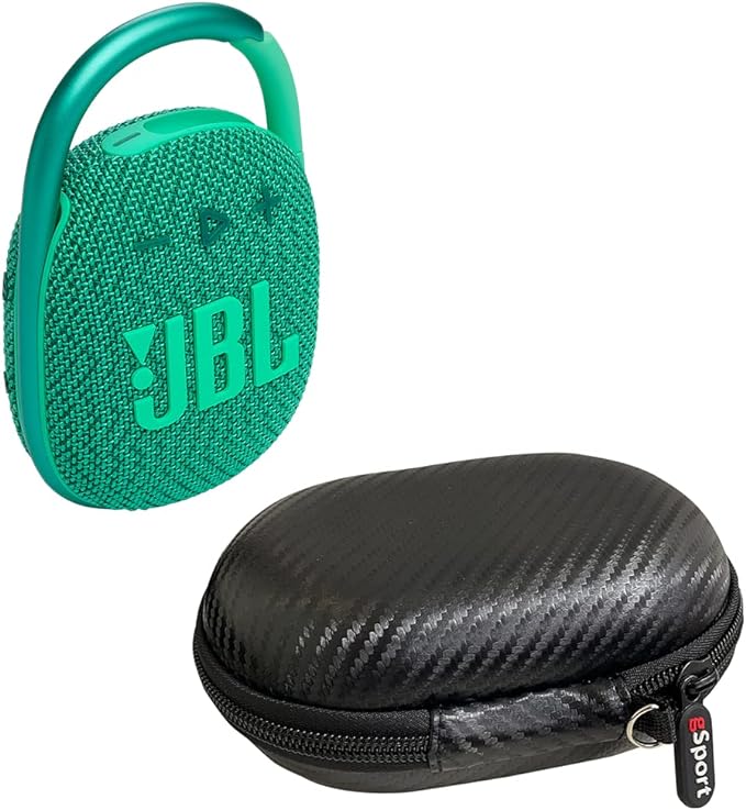 JBL Clip 4 Eco Waterproof Portable Bluetooth Speaker Bundle with gSport Carbon Fiber Case (Green)