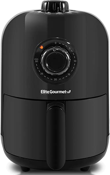 Elite Gourmet EAF1121 Personal 1.1 Qt. Compact Space Saving Electric Hot Air Fryer Oil-Less Healthy Cooker, Timer & Temperature Controls, PFOA/PTFE Free, 1000W