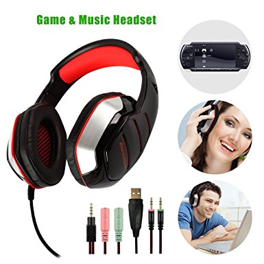 Beexcellent GM-3 Professional Esport Gaming Headset with Mic, PC - Surround Sound, Easy Volume Control & LED Lighting, Noise Reduction Game Earphone, 3.5MM Jack for Smart phone(iOS, Android), Laptops, New Xbox One, PS4. Mac, PC, Computer and so on(CA GM-3)