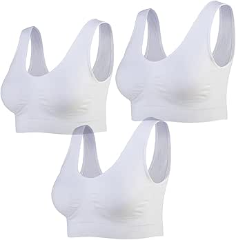 Lemef 3-Pack Seamless Sports Bra Wirefree Yoga Bra with Removable Pads for Women