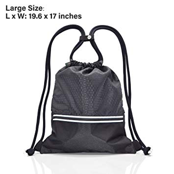 fitter's niche Sports Gym Sack, Lightweight Water Resistant Drawstring Backpack, Sturdy Large Adjustable School Cinch Bag Travel Rucksack Sackpack for Women and Men