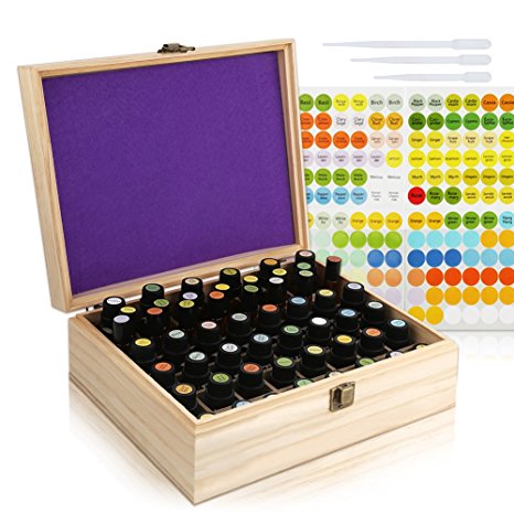 Essential Oil Box/Case Holds 46 5-30ml Bottles or 5-10ml Roller Bottles Pine Wood Box /Storage/Organizer to Collect Essential Oils
