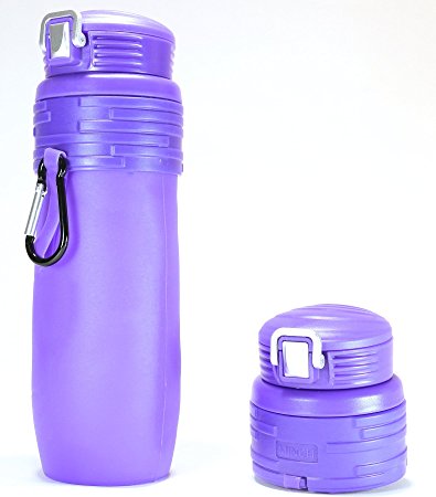 Minch Collapsible Silicone Water Bottles-17oz Leak Proof BPA Free-For Any Outdoor or Sports Activities