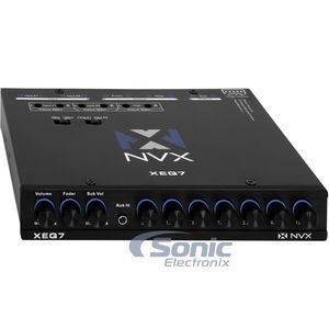 NVX XEQ7 7-Band Graphic Stereo Equalizer (1/2 DIN) with Dual Aux Input and Sub Control