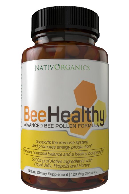 Royal Jelly - Propolis Bee Pollen Capsules with Honey - Premium Natural USA Bees Pollen-5000mg- Boosts Immune System - Best For Metabolism and Weight Loss - BeeHealthy by NativOrganics