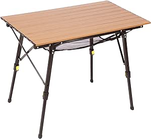 PORTAL Camping Table Portable Folding Table Ultra Lightweight Folding Camp Table 4 Adjustable Legs Aluminum Roll Up Table Top with Carry Bag for Outdoor Travel Backyards BBQ