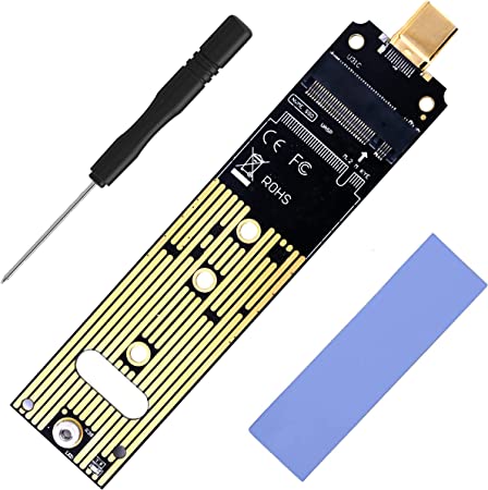 NVMe to Type-C Adapter, M.2 SSD to Type-C Card, M.2 PCIe Based M Key Hard Drive Converter Reader as Portable SSD 10 Gbps USB 3.1 Type-C Gen 2 Bridge Chip Support Windows XP 7 8 10, MAC OS…
